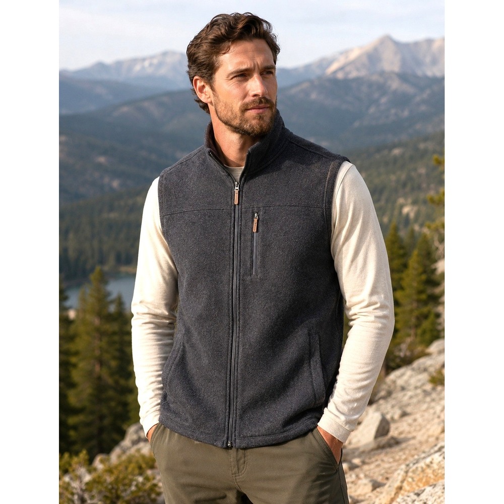 Smartwool Mens Large Hudson Trail Fleece Vest Grey Wool Blend Outdoor Hiking